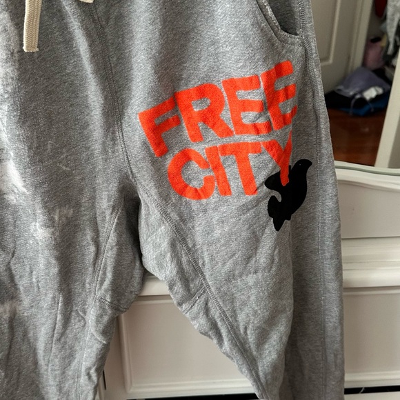 Freecity Heather Grey BleachOut Large Logo Sweatpants with Pockets - Picture 8 of 10